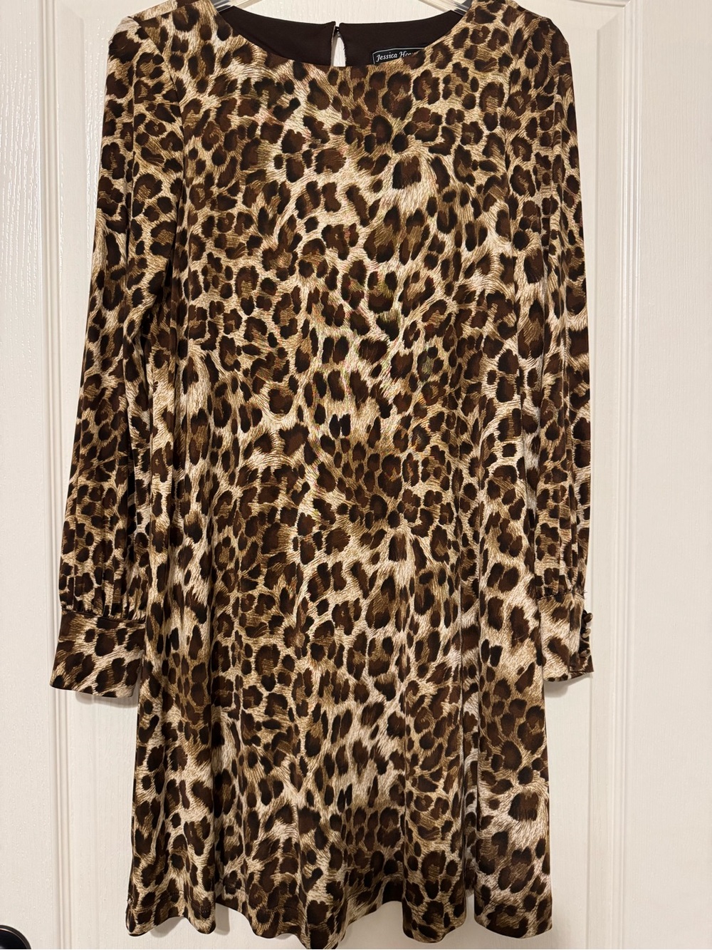 Jessica Simpson Brown Leopard Print Long Sleeve Dress 0082
